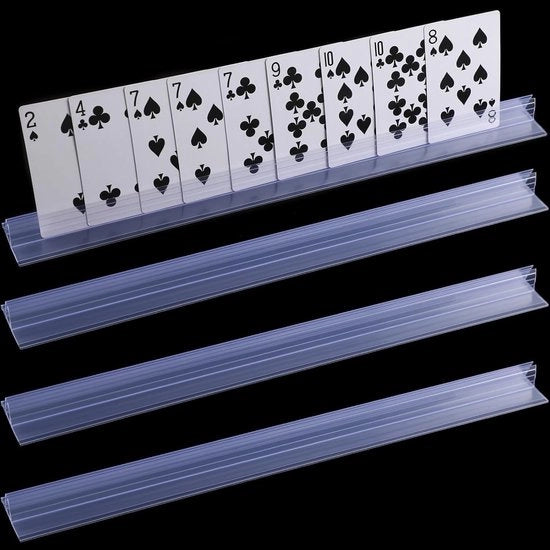 Sostegno per Carte da Gioco in Acrilico Translucido - 4 Pezzi - Supporto per Carte da Gioco Senza Mani