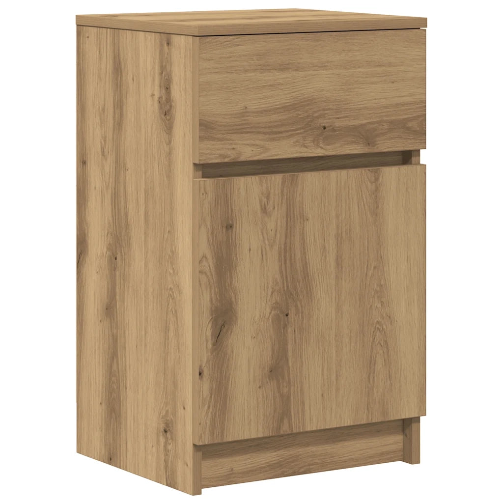 Comodini 2pz-Set di 2 Tavolino da notte Rovere Artigianale 39x35x65cm in Legno Multistrato