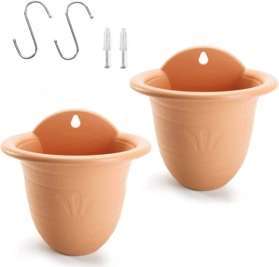 Pacchetto 2 pezzi di contenitori per piante da appendere alla parete, contenitori per piante in plastica rigida per l'acqua, contenitori per piante decorativi per esterni e interni, supporto per contenitore per piante da appendere