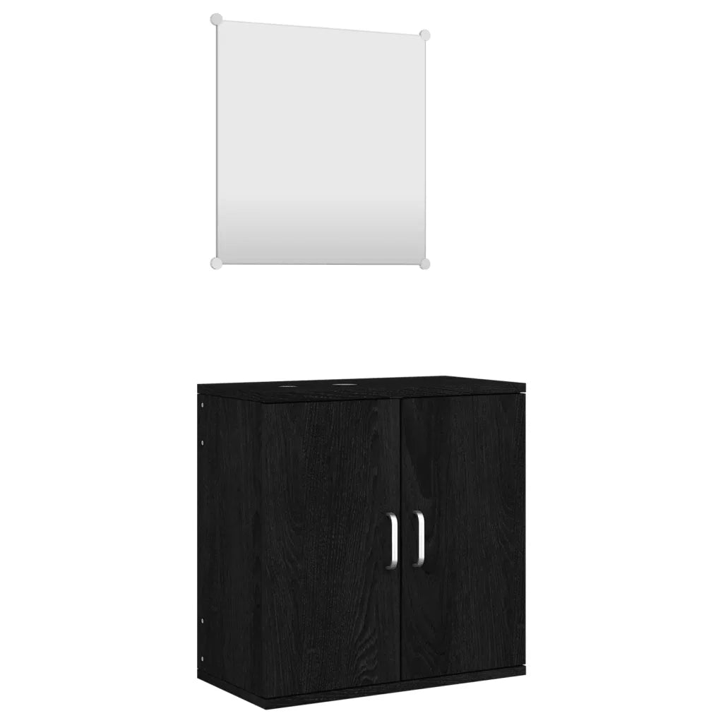 Set Mobili da Bagno 2 pz Nero in Legno Multistratocod mxl 84294