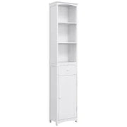 Mobiletto a Colonna Bagno Salvaspazio in MDF Bianco, Armadietto Bagno Multifunzione per Camera con 3 Ripiani 34x24x170cm