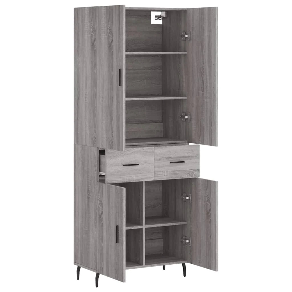 Buffet credenza cassettiera armadio mobile contenitore organizer cucina soggiorno salotto rovere Sonoma alto 69,5 x 34 x 180 cm legno ingegnerizzato grigio 02_0035416