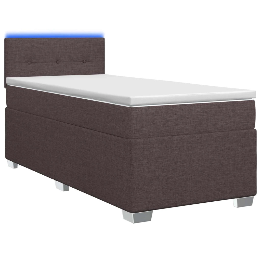 Letto con Box Spring, Materasso e LED Marrone Scuro Tessuto 3451878