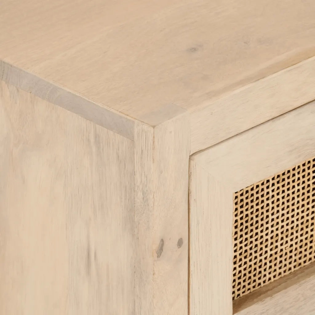 Comodino | Armadio da Notte | Mobiletto da notte 40x30x50 cm in Legno Massello di Mango e Ferro