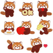 Pannelli applicabili op strokkato - 8 pezzi - Panda rosso - Disegni cartoon allegri - Feltro reso - Per abbigliamento/borse - Taglie miste - Pannelli di stoffa