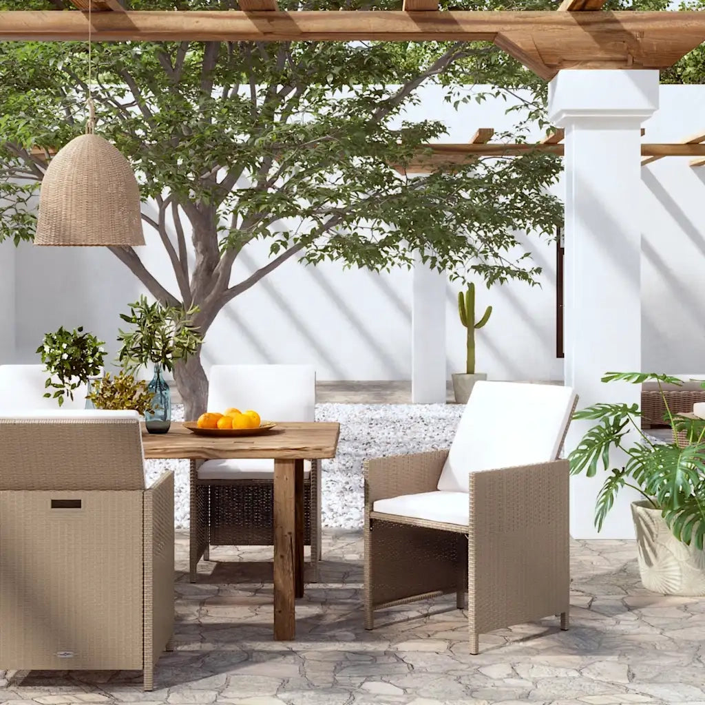 Sedie da Giardino con Cuscini 4 pz | Sedie da Esterno in Polyrattan Beige