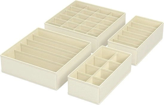 Set di organizzatori per la stanza degli abiti - sistema di organizzazione a cassetti - organizzatore per sottovesti, camicie e cravatte - cassetti pieghevoli per set di 4 in beige