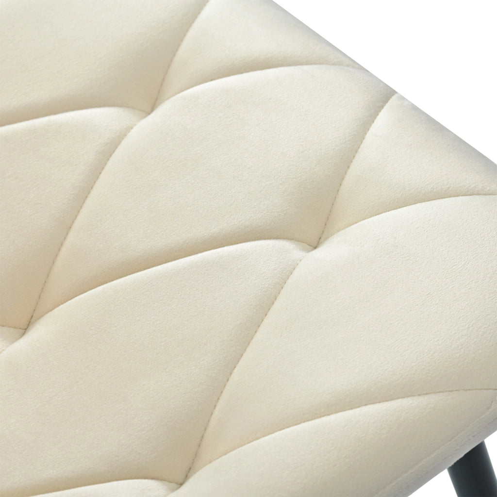 Sedie da Pranzo Set 4 Pezzi Imbottite ¨C MINIMAL ¨C Velluto Beige con Schienale e Gambe in Metallo