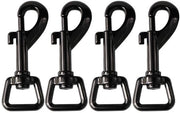 Haken a Karabina 4 pezzi - Cardano girevole - Haken a vite - Cavi di cani - Appeso chiavi - Nera verniciata - Acciaio laminato - Haken a vite