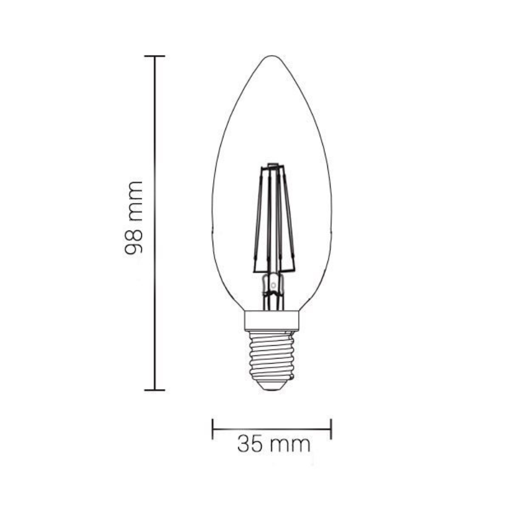 Lampadina led filamento oliva attacco e14 potenza 6 watt temperatura colore lampada 2700k bianco caldo