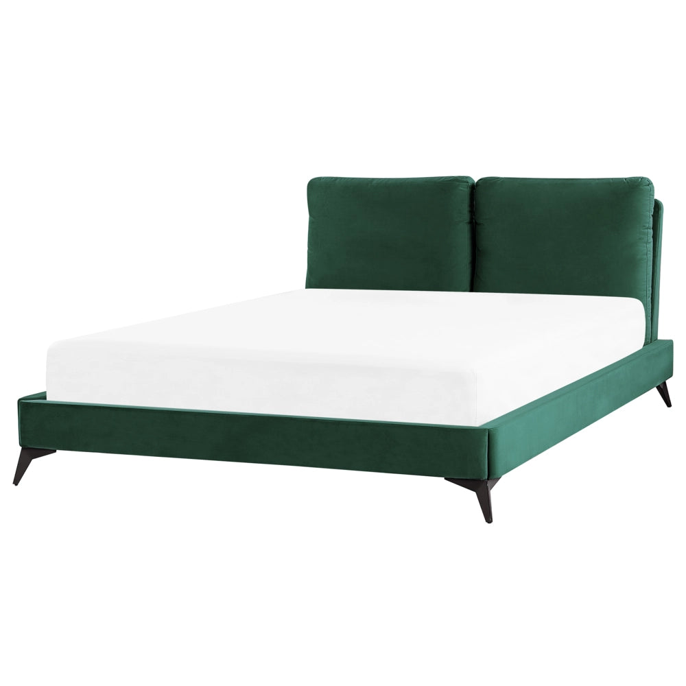 Letto imbottito moderno in velluto di colore verde 160 x 200 cm moderno elegante