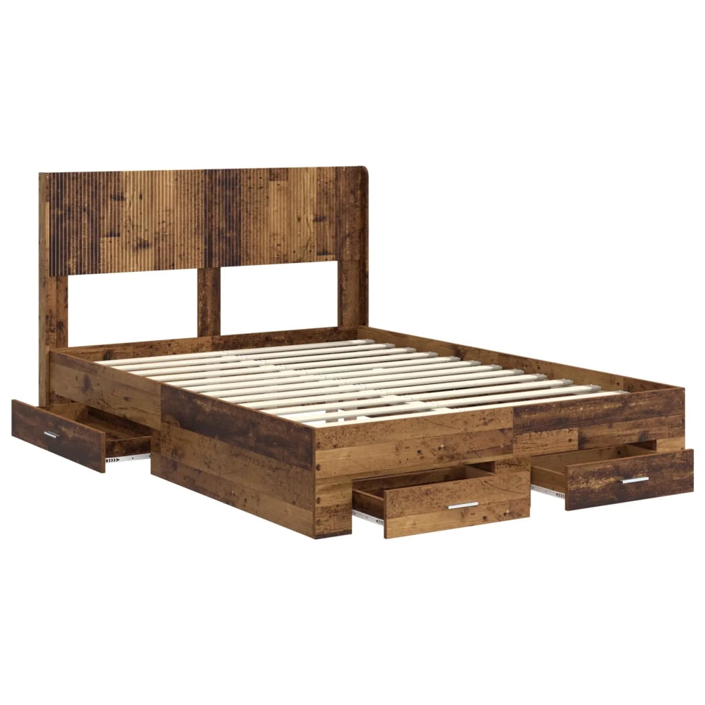 Struttura del letto con stoccaggio e testata Legno antico 3414497