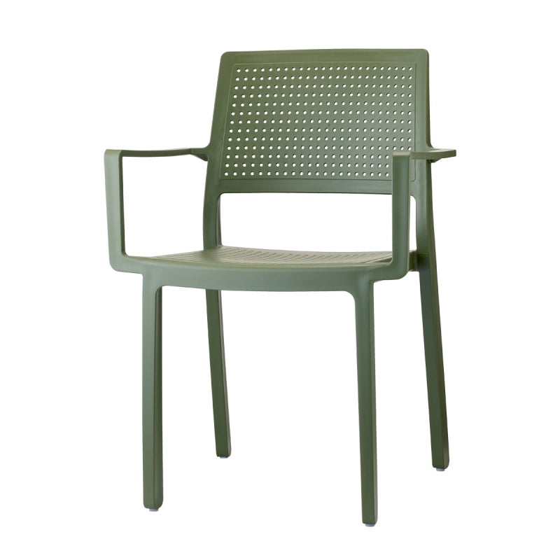 SET 4 PEZZI SEDIA EMI CON BRACCIOLI TECNOPOLIMERO MADE IN ITALY SCAB DESIGN - Verde oliva 56