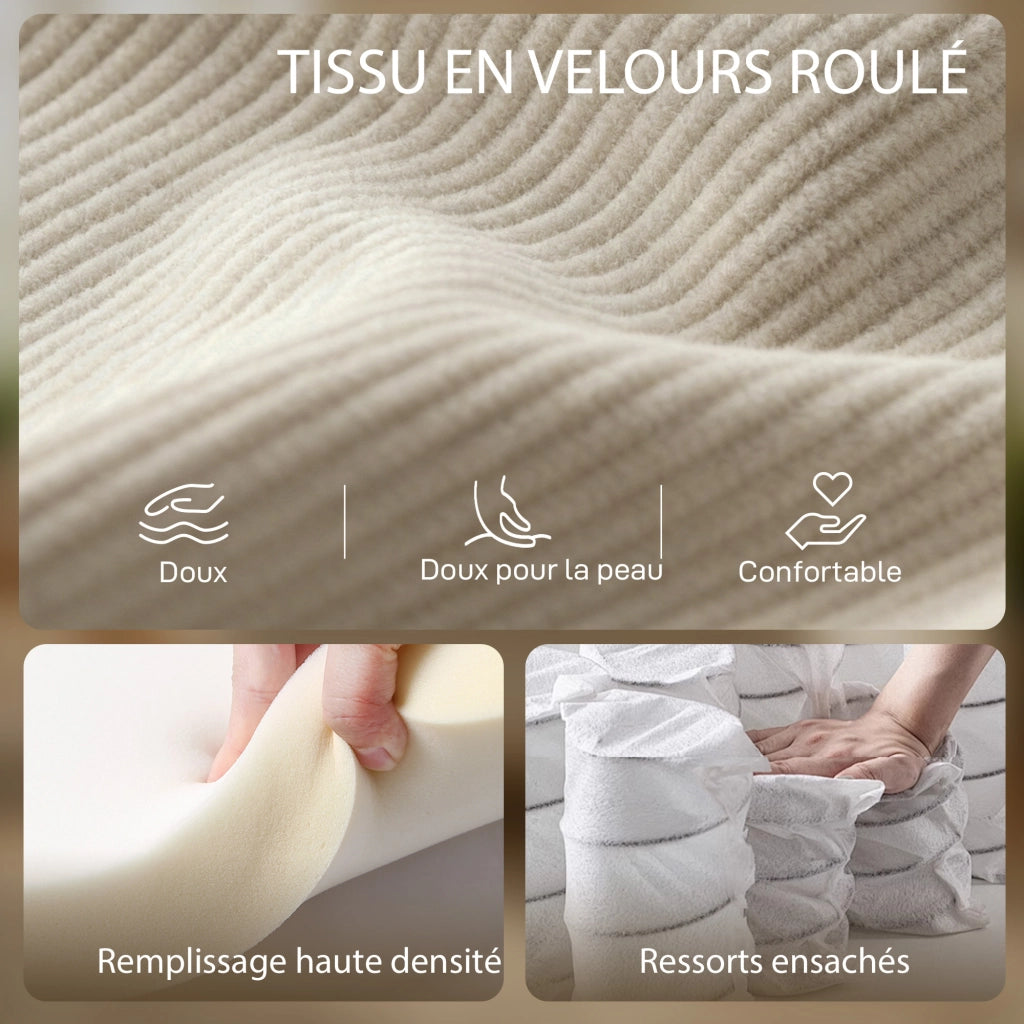 Poltrona imbottita in velluto ¨C zephmum ¨C beige 83x74x87cm