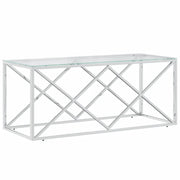 Tavolino da salotto | Tavolino da caff¨¨ | Tavolino da Soggiorno 110x45x45 cm in Acciaio Inox e Vetro