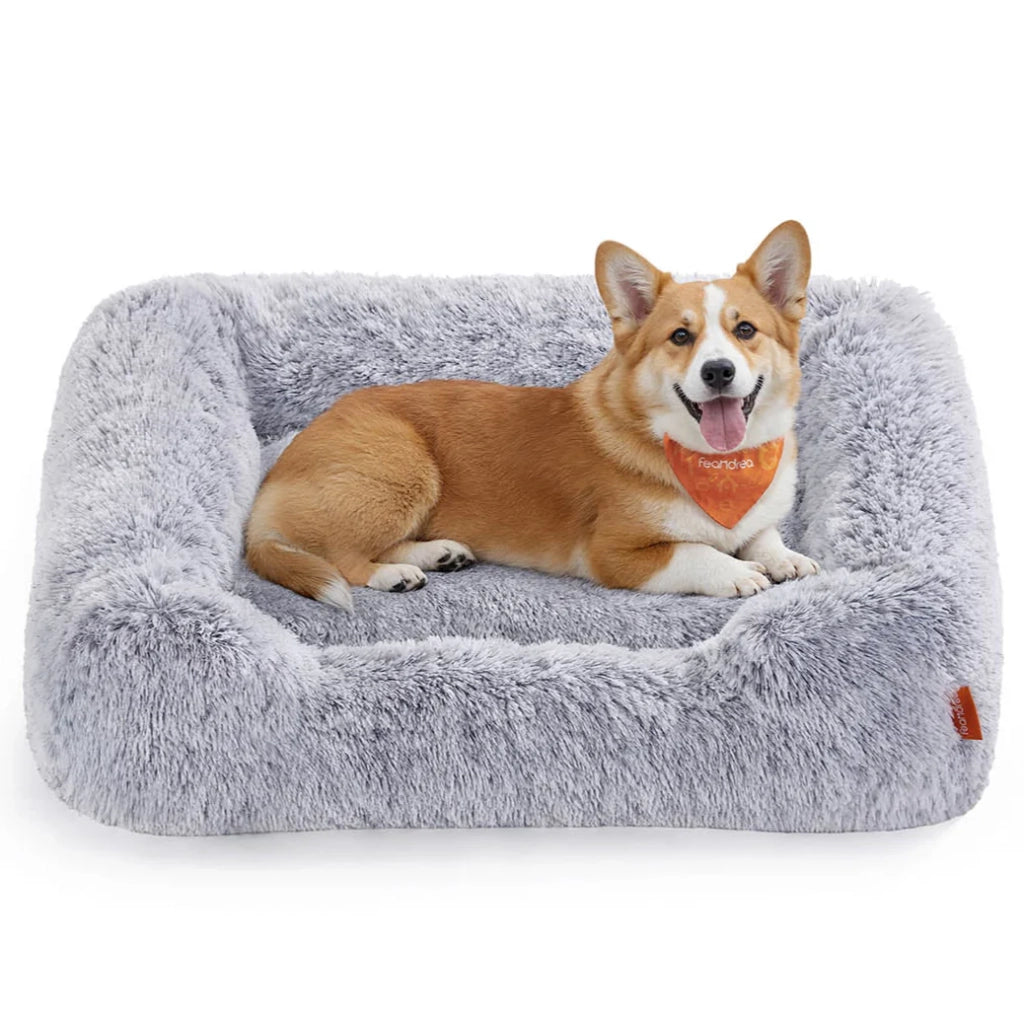 Cuccia per cani/cuccia per animali domestici 71 x 55 x 18 cm cuscino per divano morbido e imbottito con bordi rialzati rivestimento sfoderabile e lavabile antiscivolo grigio sfumato 12_0006820