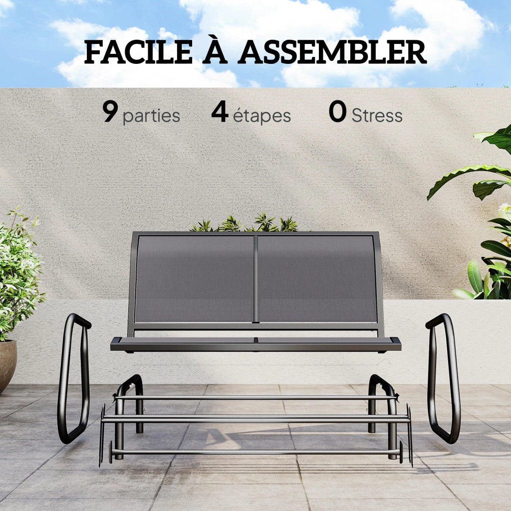 Divano da Giardino 2 Posti ¨C zephmum ¨C Grigio Acciaio Textilene