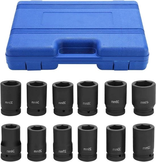 Set di punte di chiodo a 12 pezzi 1 pollice punta a 5 facce chiave a impatto 24-41 mm acciaio cromato vanadio chiave a impatto