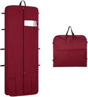 Borsa per abiti lunga, 182cm, con tasca per scarpe, borse per abiti con 4 cerniere, borsa per viaggio pieghevole e impermeabile per abiti da sera - rosso bordeaux