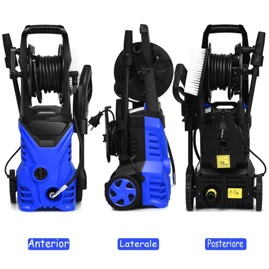 Idropulitrice con 2030 PSI, 5L / Min Idropulitrice Portatile con Ugello Lotus e Ugello ad Alta Pressione, Cavi e Tubi Più lunghi, Adatto per La pulizia di Giardini, Auto,Case(blu)