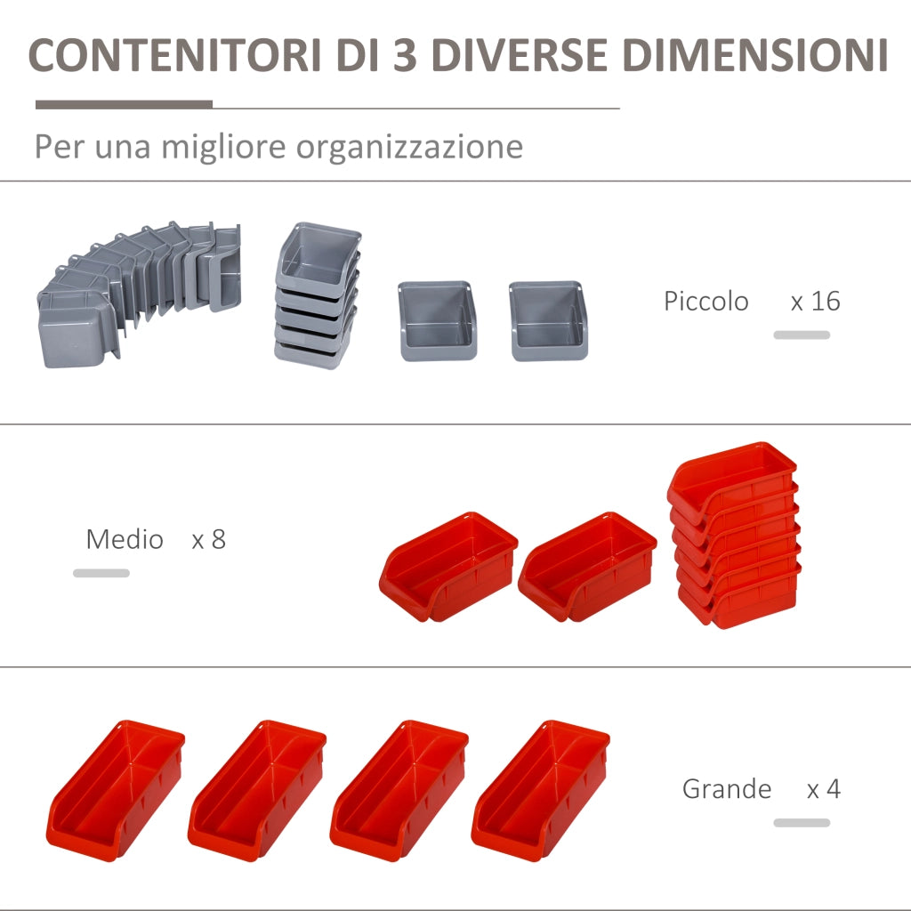 Contenitore Portautensili a Parete Regolabile ¨C Zephmum ¨C Grigio Rosso 54x22x95cm