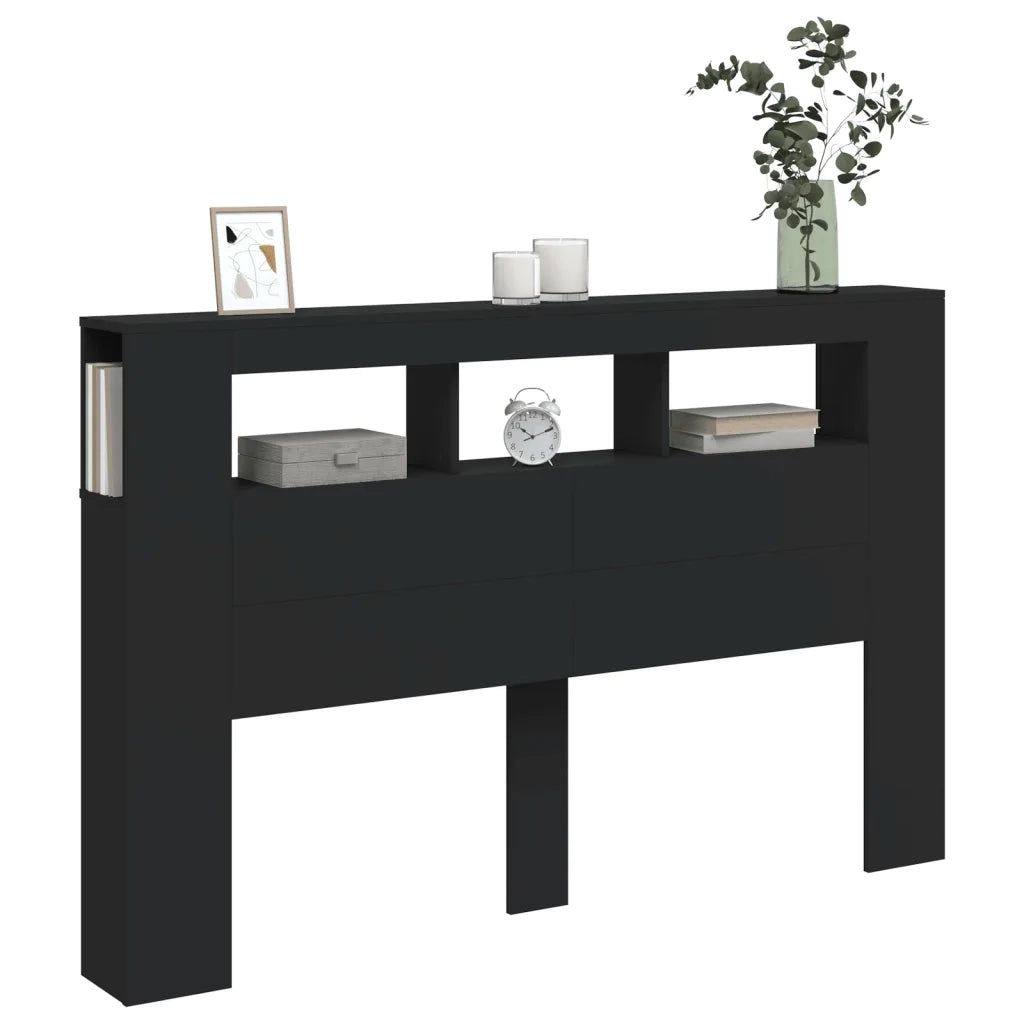 Testiera LED Nera 160x18,5x103,5 cm Legno Multistrato 837352