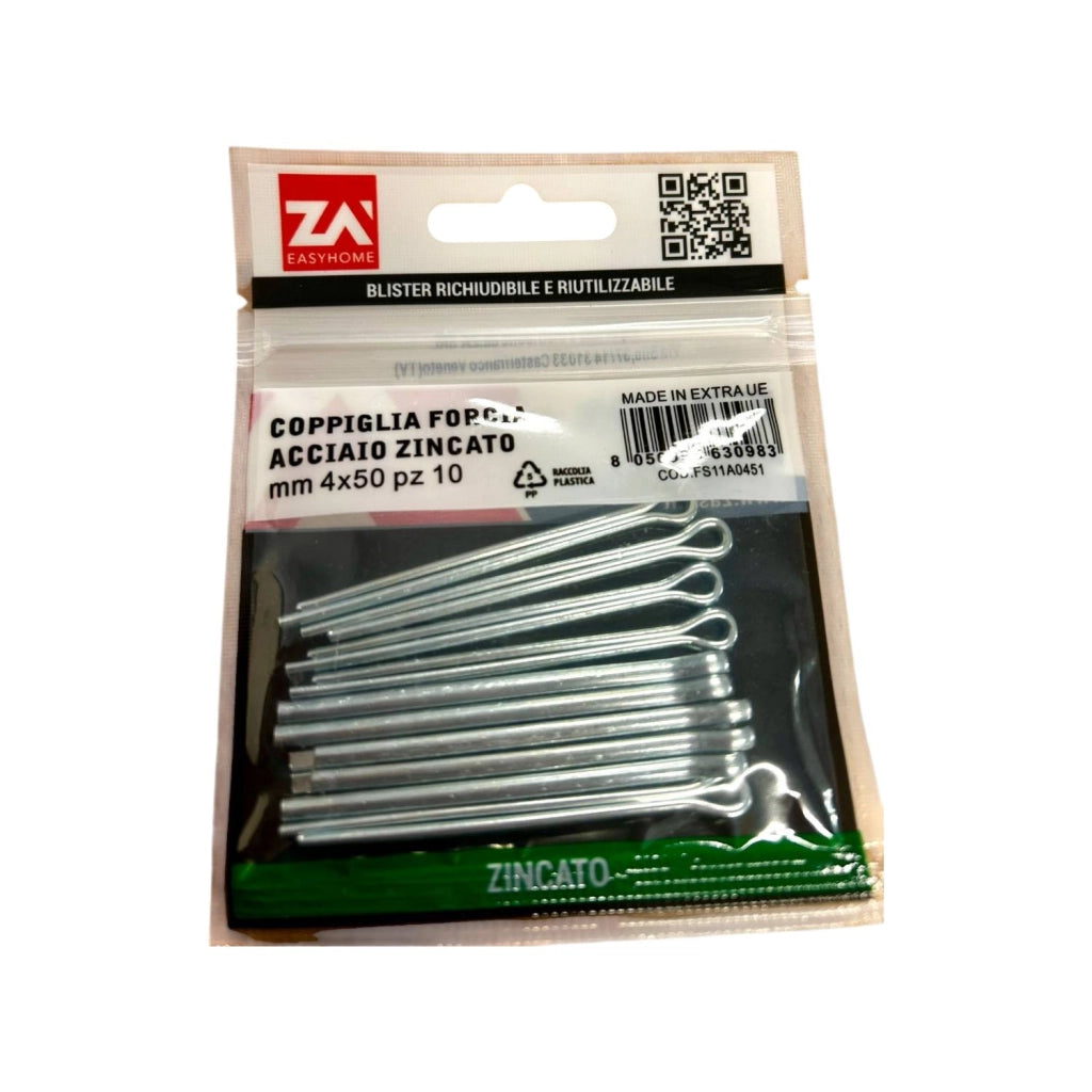 Coppiglia forcia acciaio zincato mm4x5010PZ