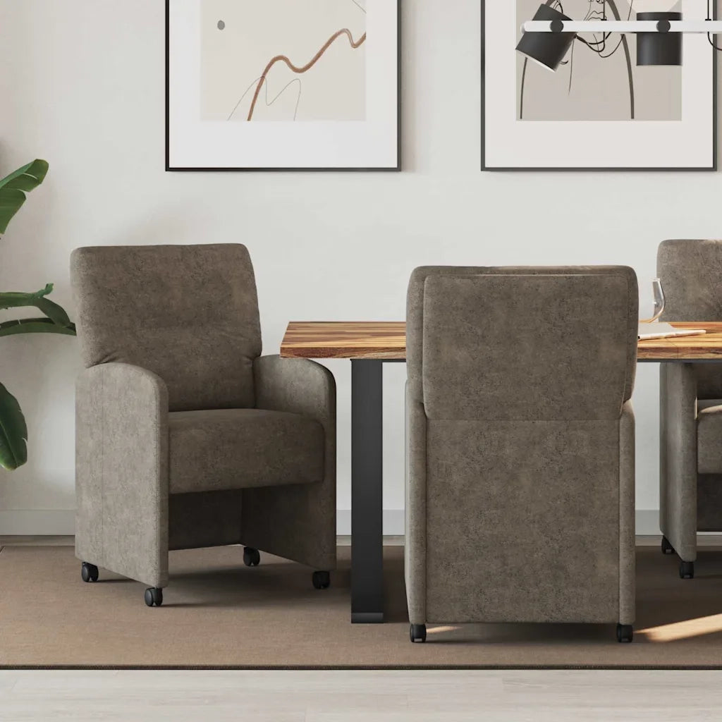 Sedie da Pranzo con Ruote 2 pz | Sedie da cucina Grigio scuro 57 x 67 x 95 cm
