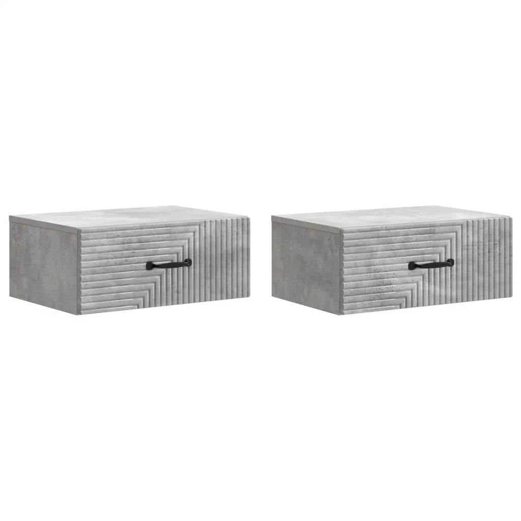 Mobiletto da notte a muro con cassetto 2 pcs Grigio Cemento 898622