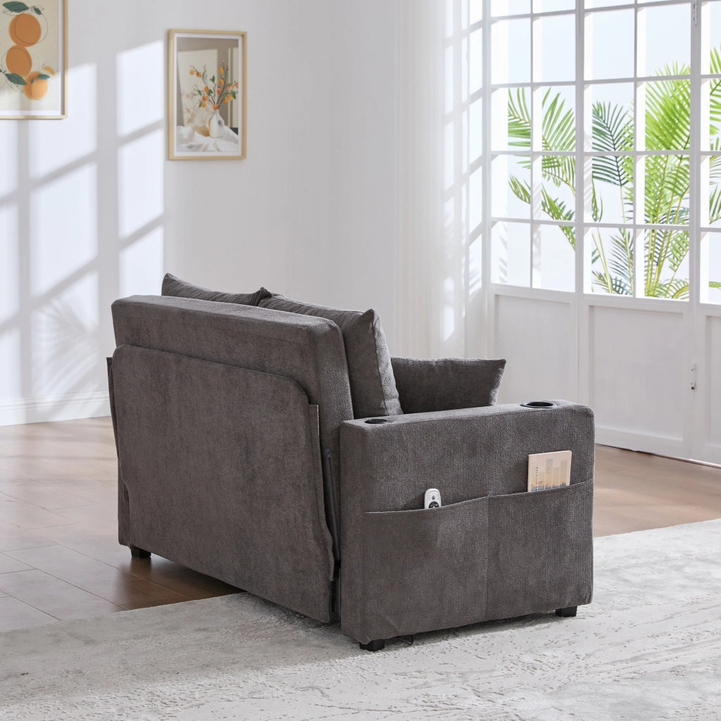 Divano letto multifunzionale - Zephmum - Tessuto lavabile, USB, portabicchieri