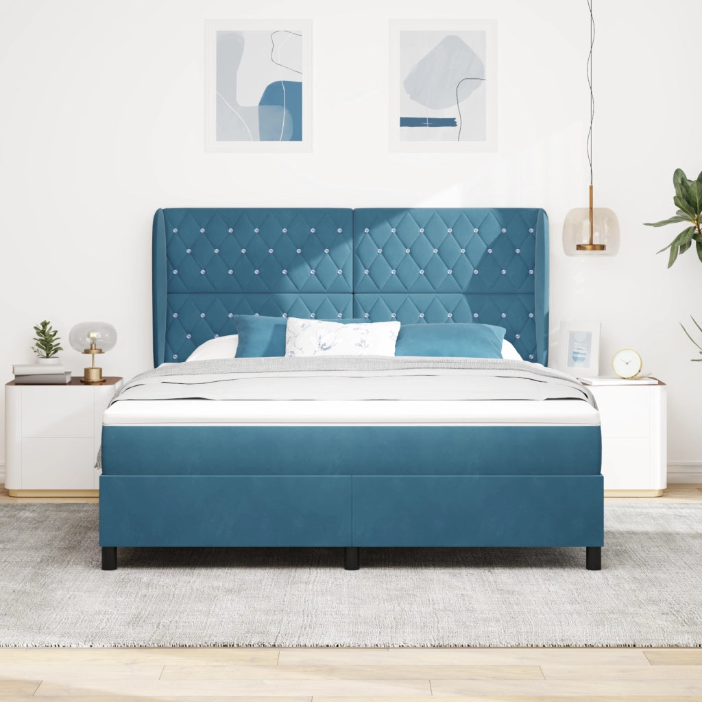 letto con alzata e materasso  blu scuro 180x200 cm velluto