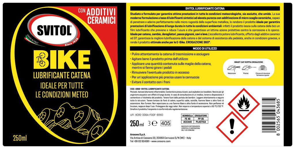 Lubrificante Catena per Biciclette Arexons Svitol Bike 250 ml