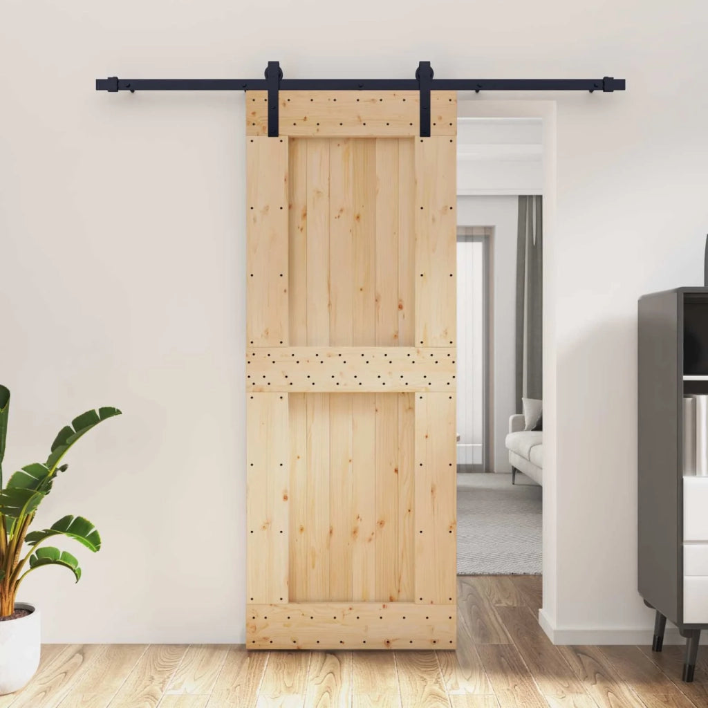 Porta scorrevole Naturale e Nero 80 x 210 cm 3444918