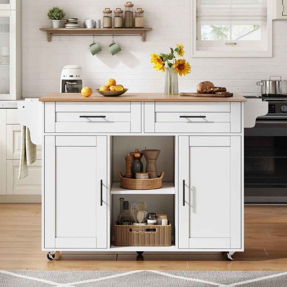Isola Cucina Multifunzionale con Piano Pieghevole e Ruote ¨C Xylo ¨C 145x45x94,5 cm