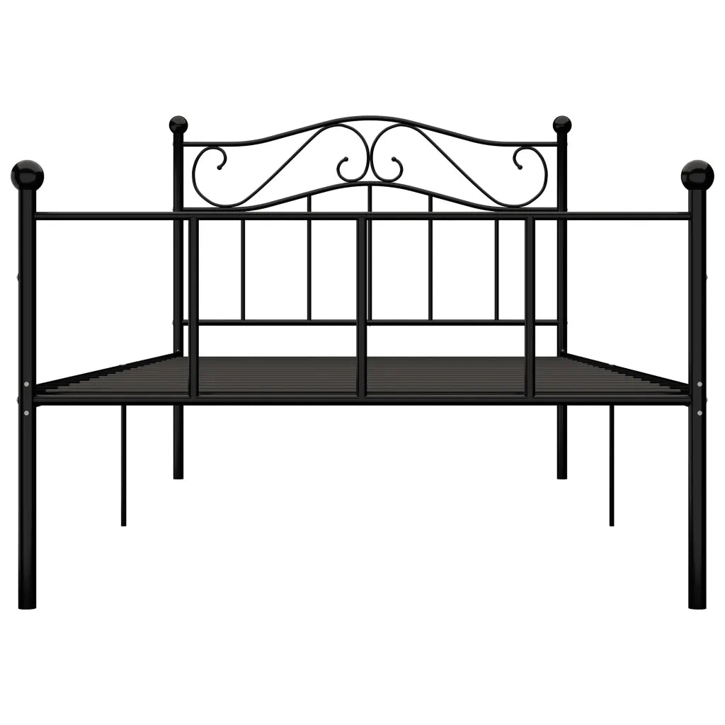 Letto singolo | Letto per adulti | Giroletto Nero in Metallo 100x200 cm