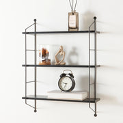 Scaffale da Parete Ösel a 3 Ripiani Regolabili 48 x 15 x 63.5 cm Effetto Marmo Nero / Nero [en.casa]