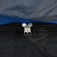 Tenda da Campeggio Familiare 4 Persone Tenda Cupola Impermeabile Leggera, Ventilata Facile da Montare Pop-up 4 Finestre Parasole, Dim, 2,4 L x 2,4 L x 1,99 H M Fibra di Vetro Poliestere Grigio Blu