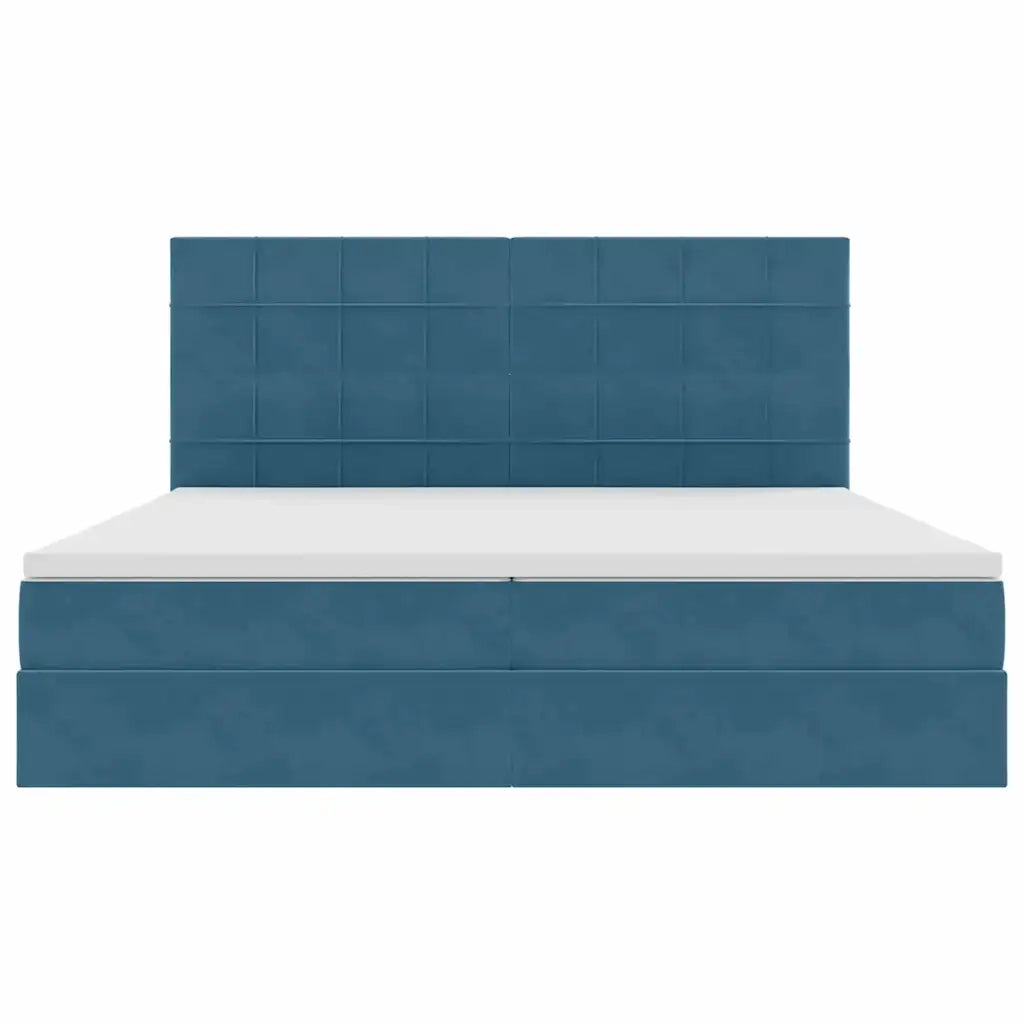 Letto con contenitore e LED Blu Scuro 200 x 200 cm Velluto 3372691