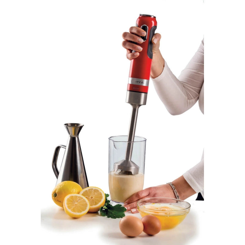 Frullatore a immersione 1000W - 10 velocità + turbo - Accessori inclusi - Rosso