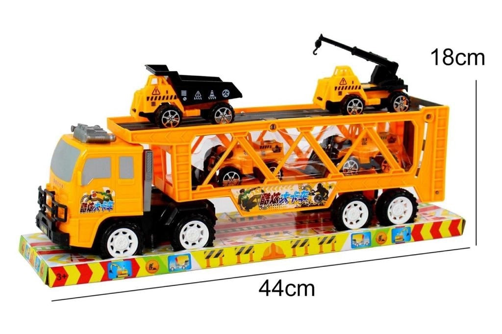 Camion Trasporto + 4 Automezzi Scavatutto Giocattolo