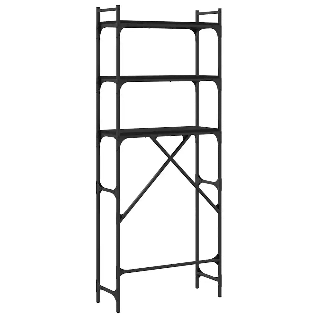 Scaffale per Lavatrice Nero 67x25x163 cm in Legno Multistrato CFW3418676