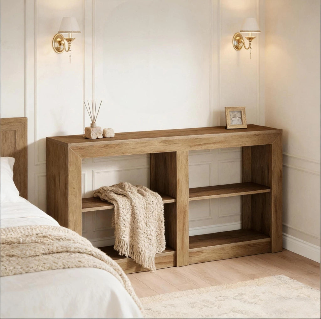 Tavolo consolle a 3 livelli in MDF marrone 150 x 35 x 85 cm