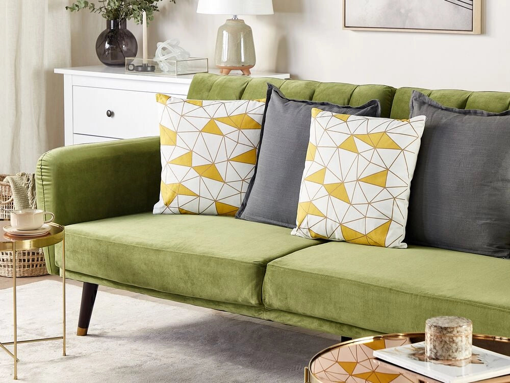 Set di 2 cuscini decorativi in cotone giallo motivo geometrico 45 x 45 cm  Decor Accessori