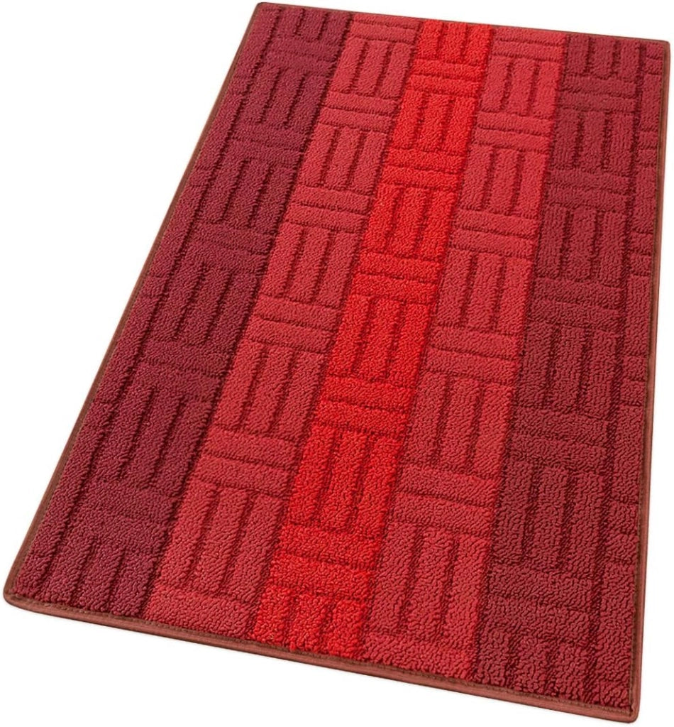 Tappeto Cucina Tessitura 3D Bordeaux Bordato Assorbente Antiscivolo 57x290 cm