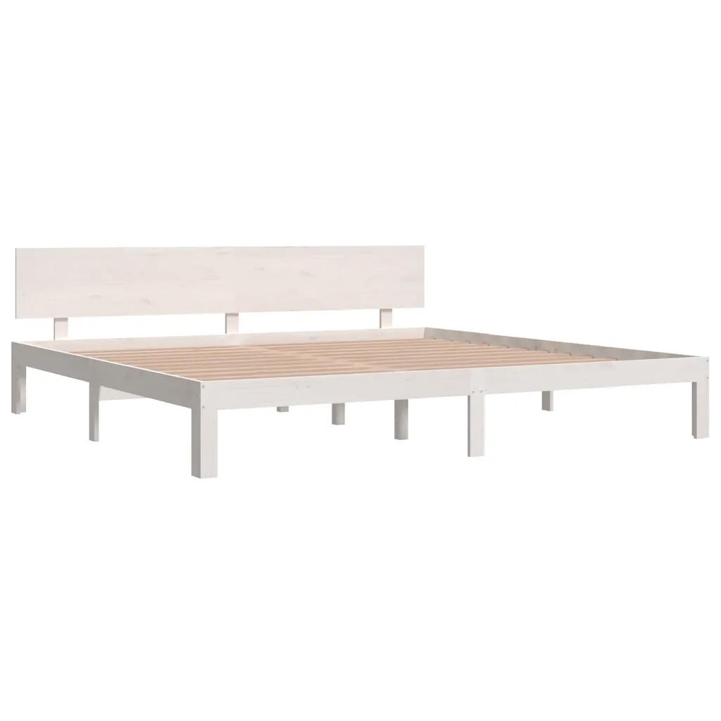 Giroletto-Struttura Letto Bianco in Legno Massello di Pino 200x200 cm 135790