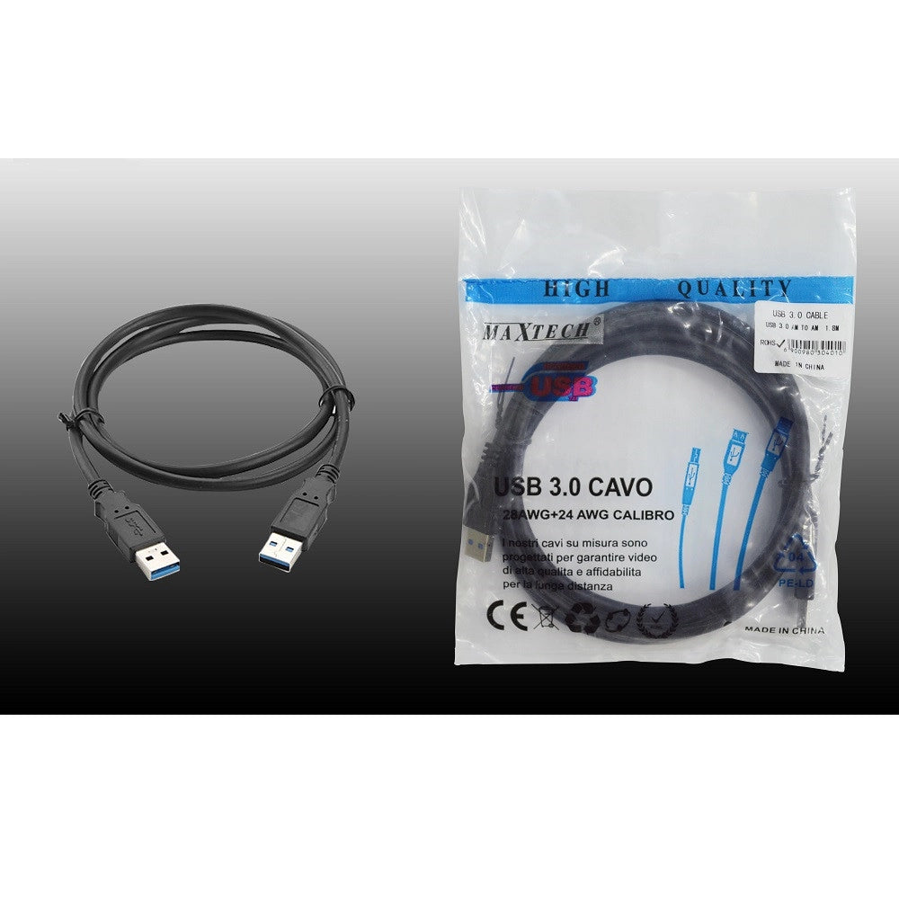 Trade Shop - Cavo Da 1,8mt Usb 3.0 Tipo A Cable Dati Pc Hard Disk Maxtech Usb 3.0 Am To Am 1.8m -