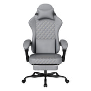Sedia da ufficio ergonomica - con schienale reclinabile e poggiapiedi - in pelle - grigio