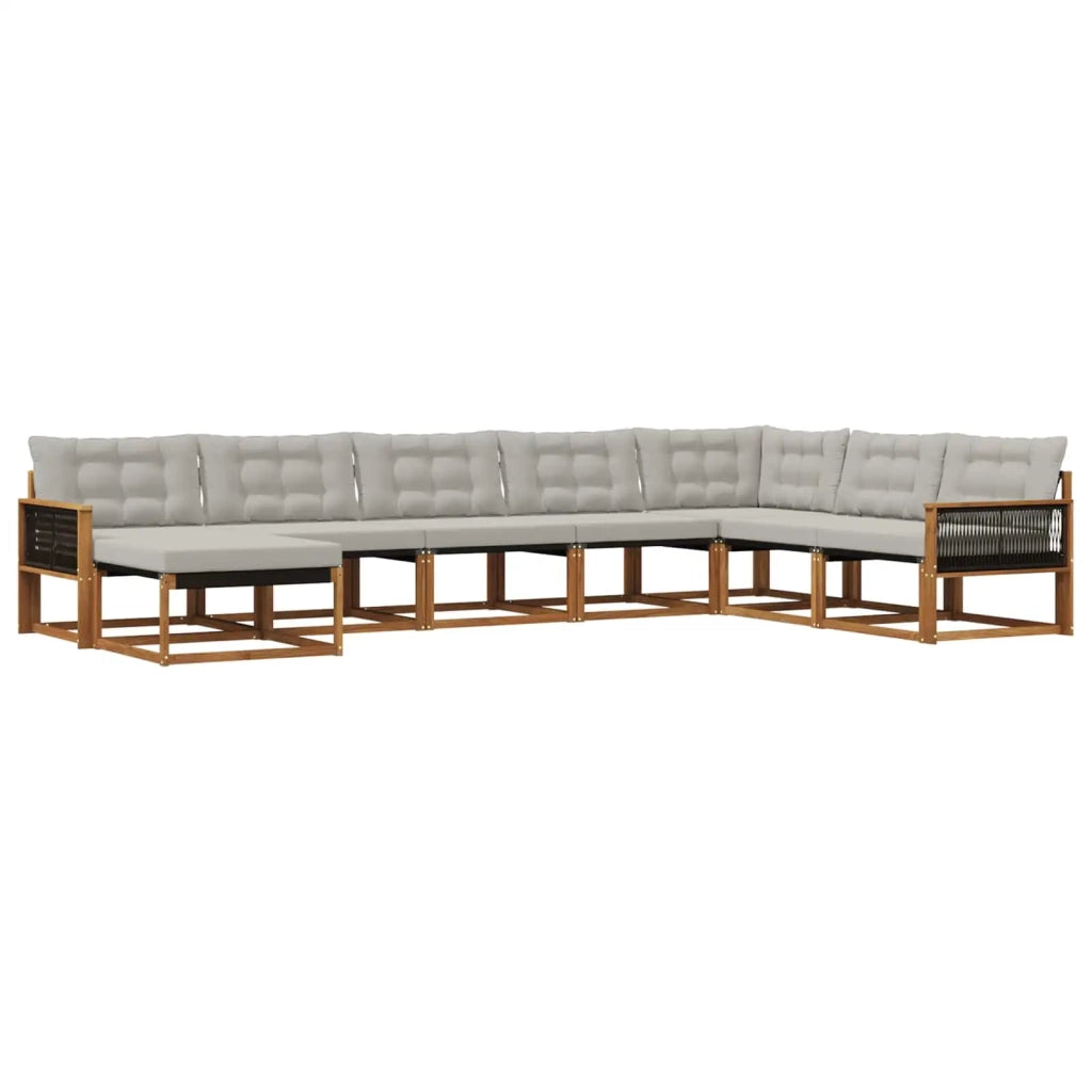 Set di divani da esterno 8 pcs Naturale e Grigio Chiaro