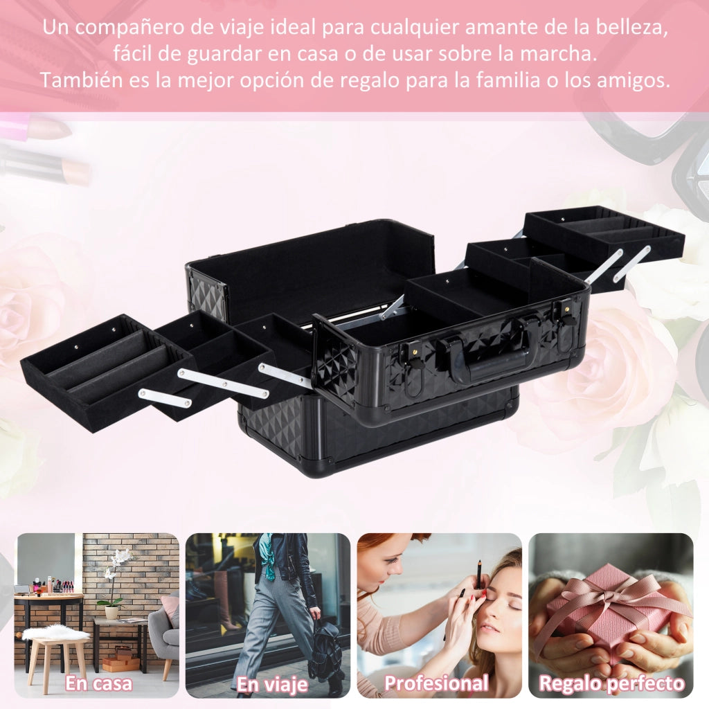 Organizzatore Cosmetici Portatile 4 Livelli ¨C zephmum ¨C 35.5x20x25.5cm Aluminio