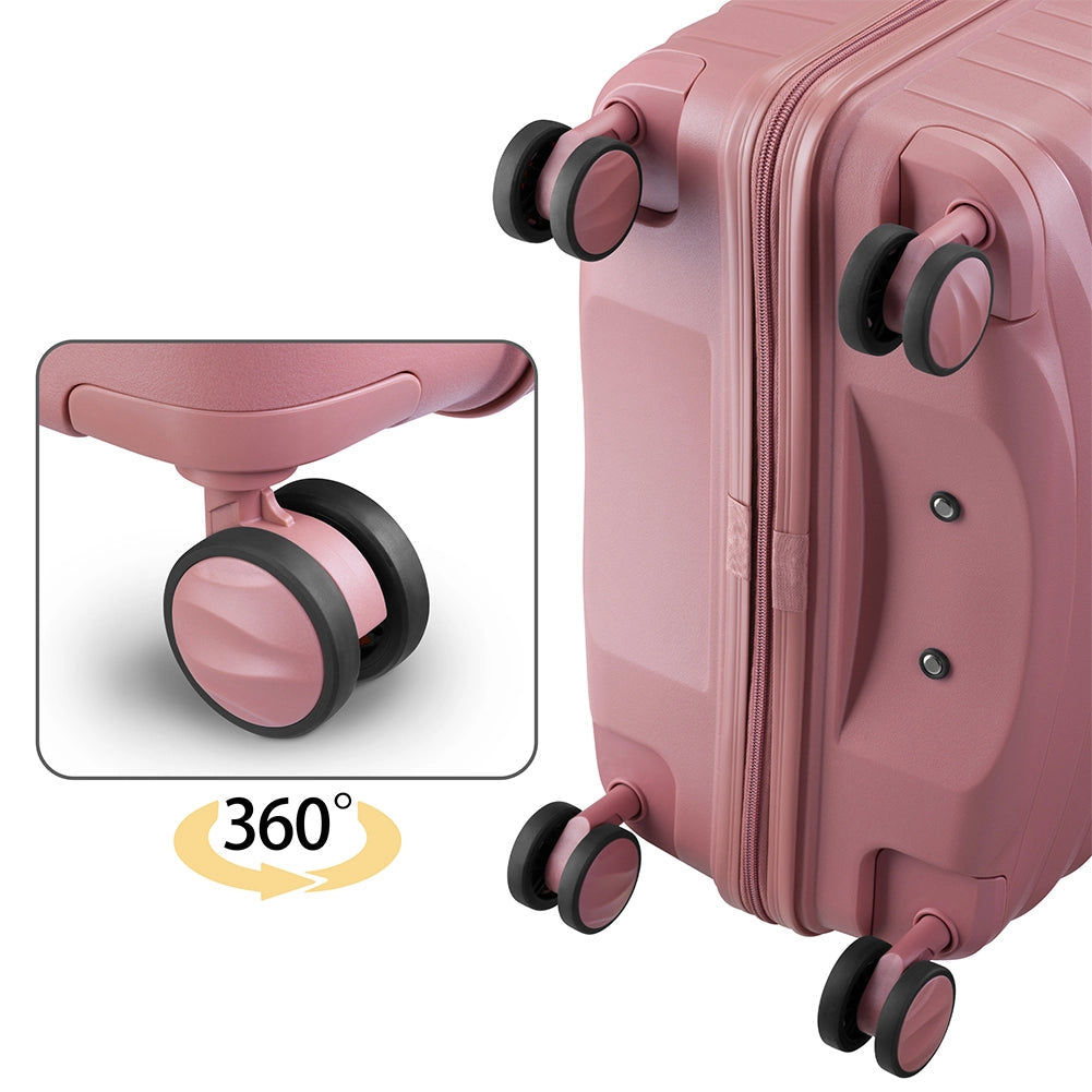 Set 4 Valigie Rigide Rosa in Polipropilene Resistente agli Urti Beauty Case